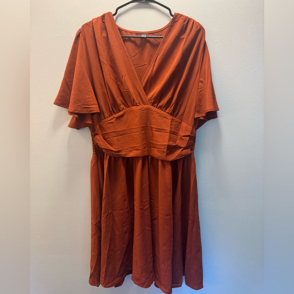 SHEIN Rust Orange Midi Dress